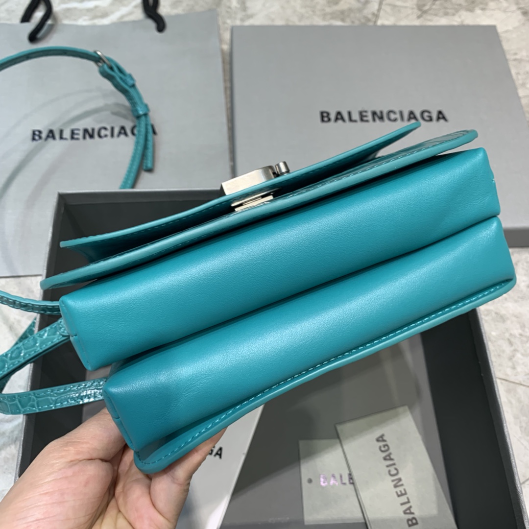 Balenciaga Small Woc Crocodile Embossed Shoulder Bag Light Blue